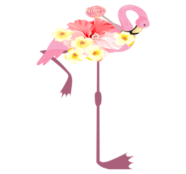 Vinylmatta djur flamingo blomsterdesign - Tenstickers