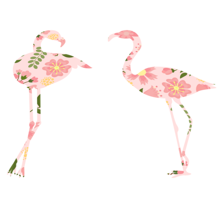 Vinylmatta djur flamingo blommönster - Tenstickers