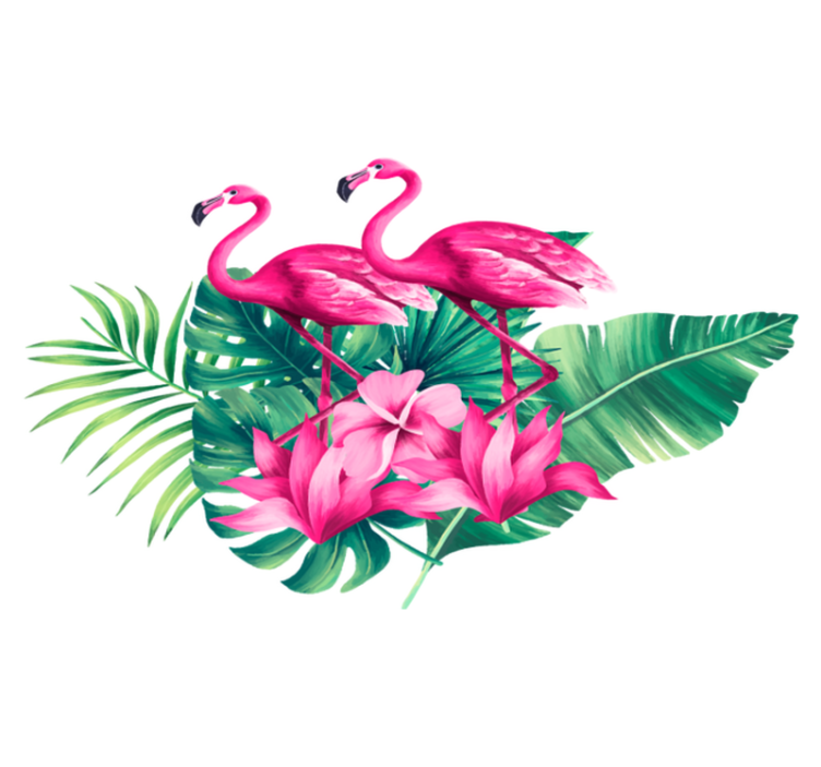 Vinylmatta djur flamingos och foliage - Tenstickers