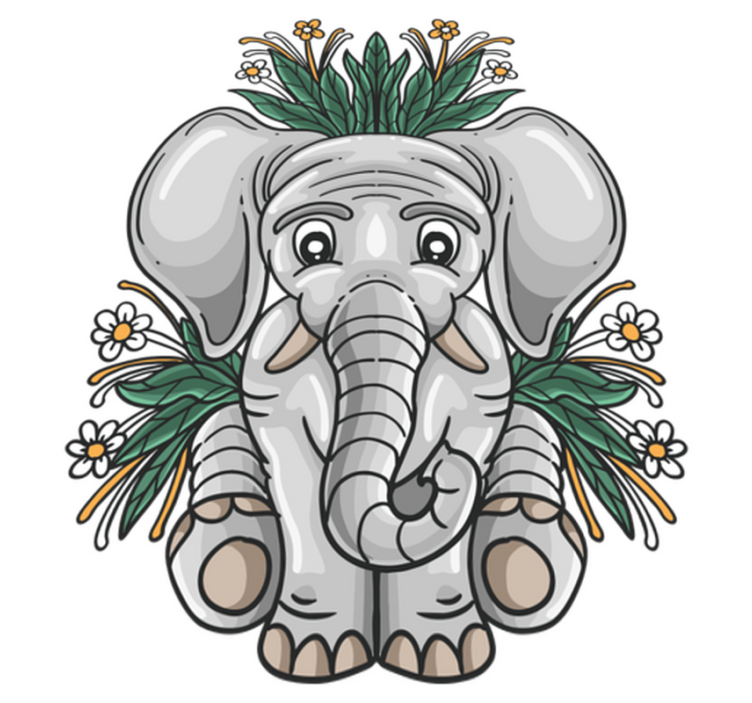 Vinylmatta djur söt elefantillustration - Tenstickers