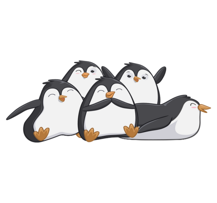 Vinylmatta djur glad pingvinfamilj - Tenstickers