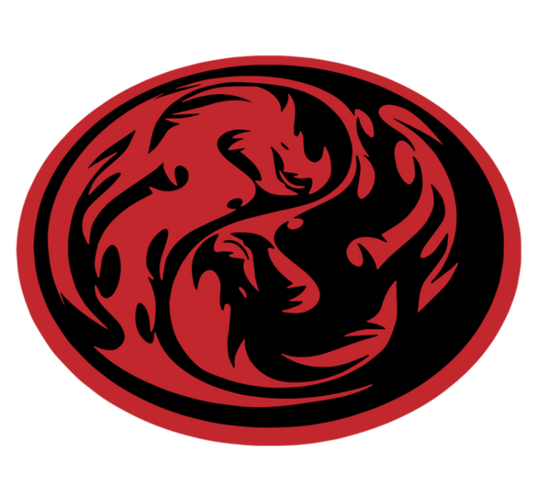 Vinylmatta djur yin yang drakar - Tenstickers