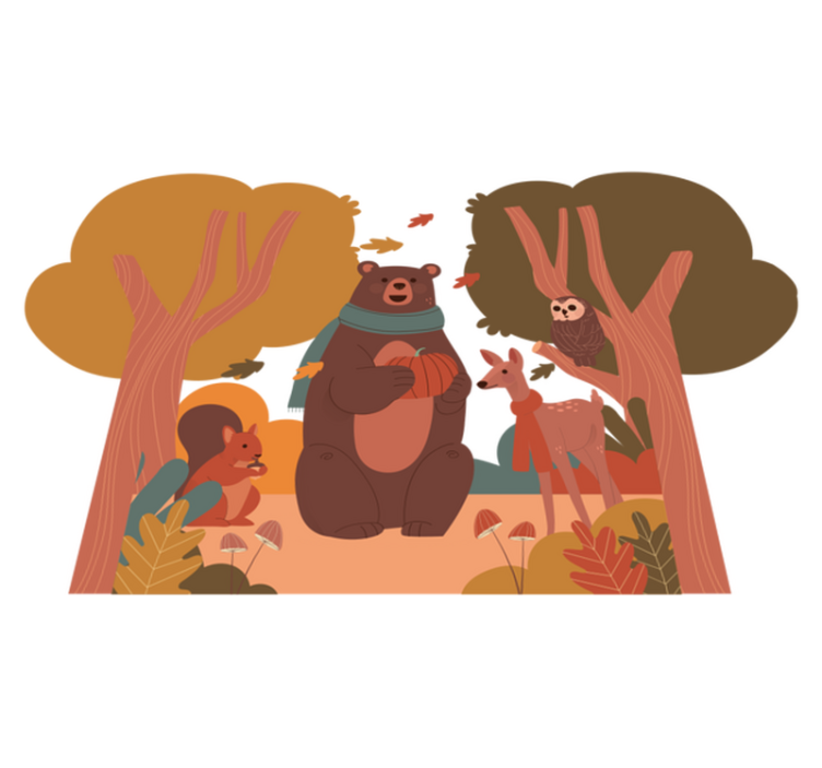 Vinylmatta djur höstskogsdjur - Tenstickers