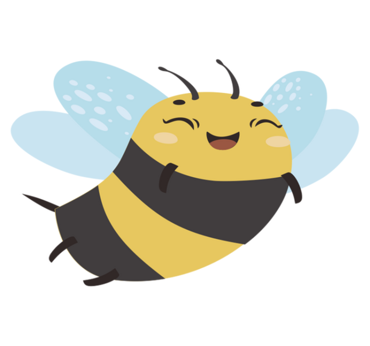 Vinylmatta djur glad flygande bi - Tenstickers