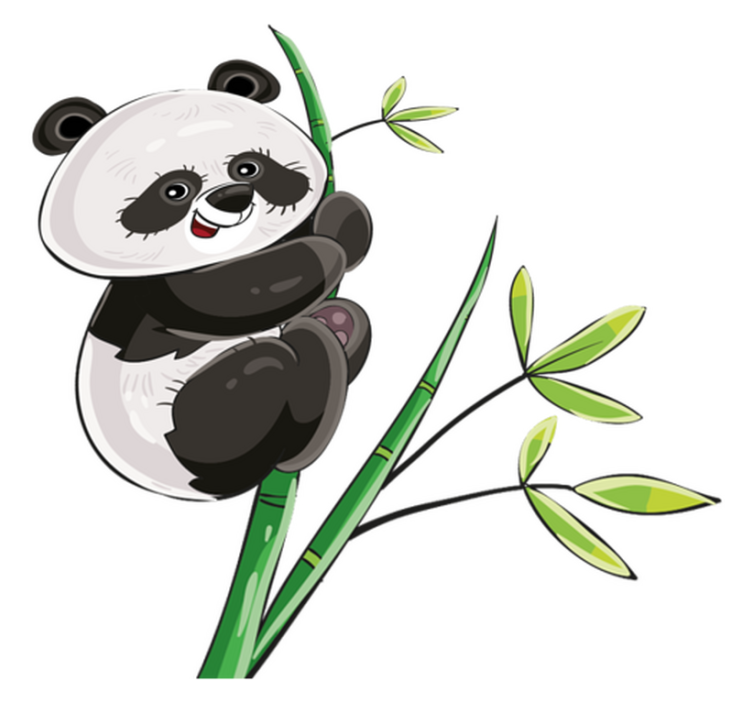 Vinylmatta djur panda klättrar i bambu - Tenstickers