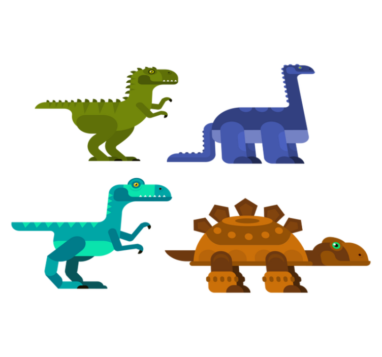 Vinylmatta djur färgglada rörliga dinosaurier - Tenstickers
