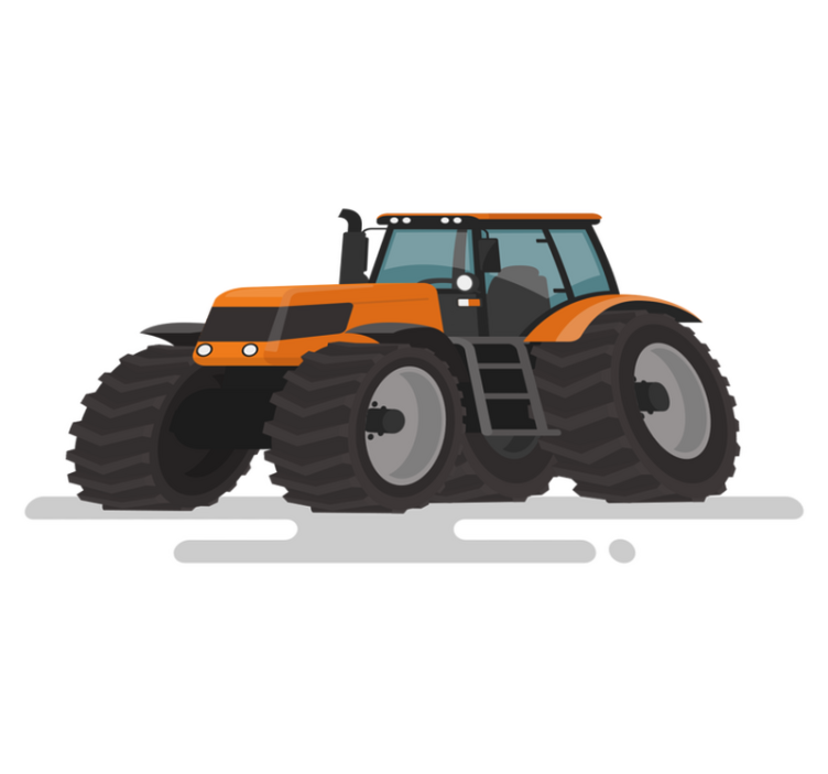 Vinylmatta djur traktor med stora däck - Tenstickers