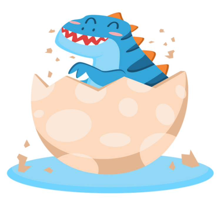 Vinylmatta djur glad kläckande dinosaur - Tenstickers