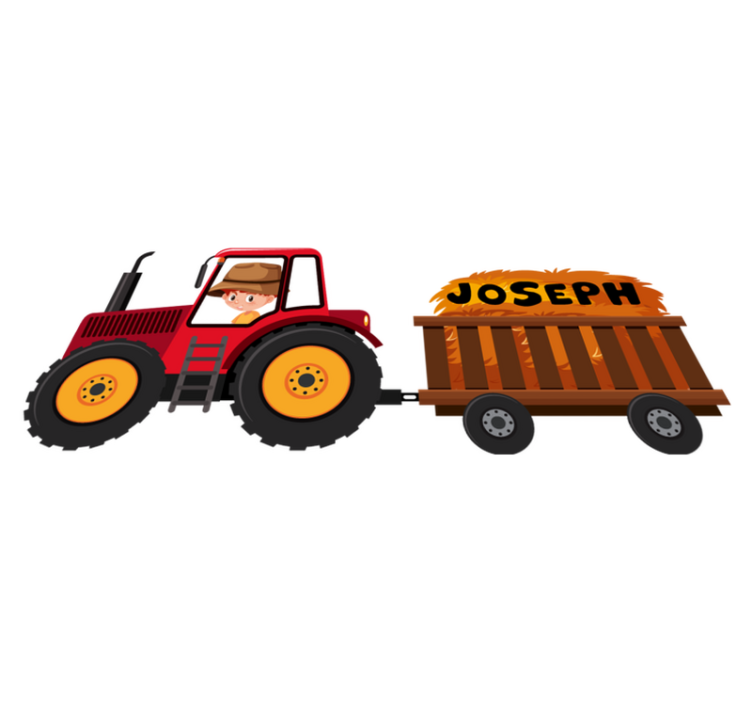 Vinylmatta djur traktor med hö - Tenstickers
