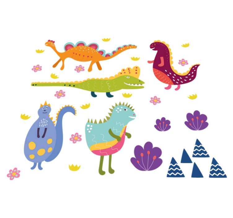 Vinylmatta djur färgglada dinosauriefigurer - Tenstickers