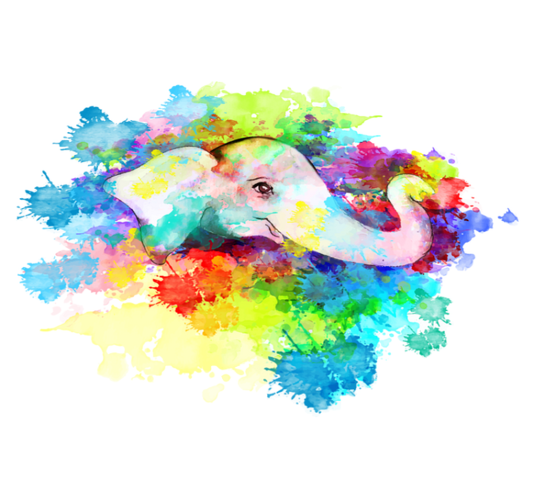 Vinylmatta djur färgglad elefant splash - Tenstickers