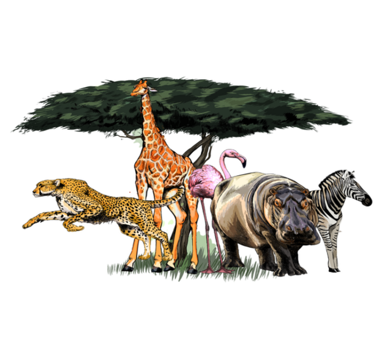 Vinylmatta djur girafffamilj safari - Tenstickers