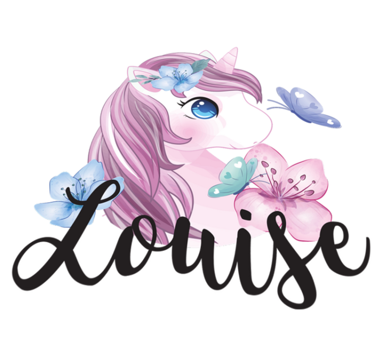 Vinylmatta djur enhörning med fjäril - Tenstickers