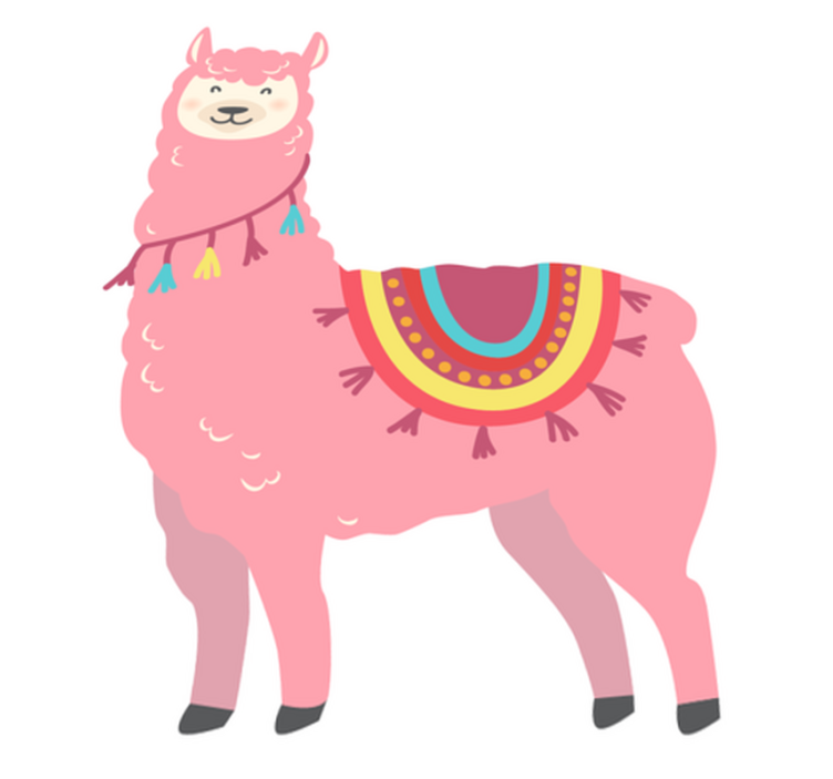 Vinylmatta djur rosa lama - Tenstickers