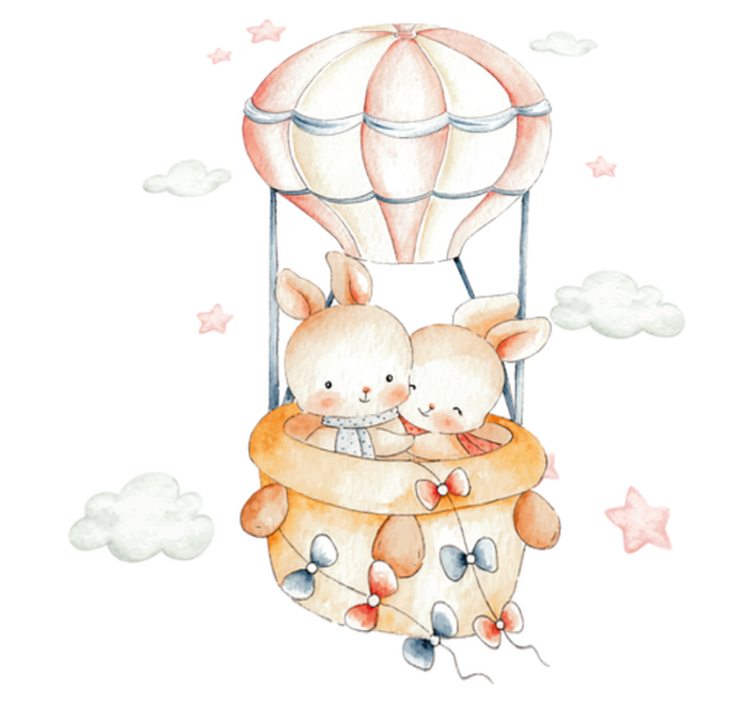 Vinylmatta djur pastellkaniner på luftballonger - Tenstickers