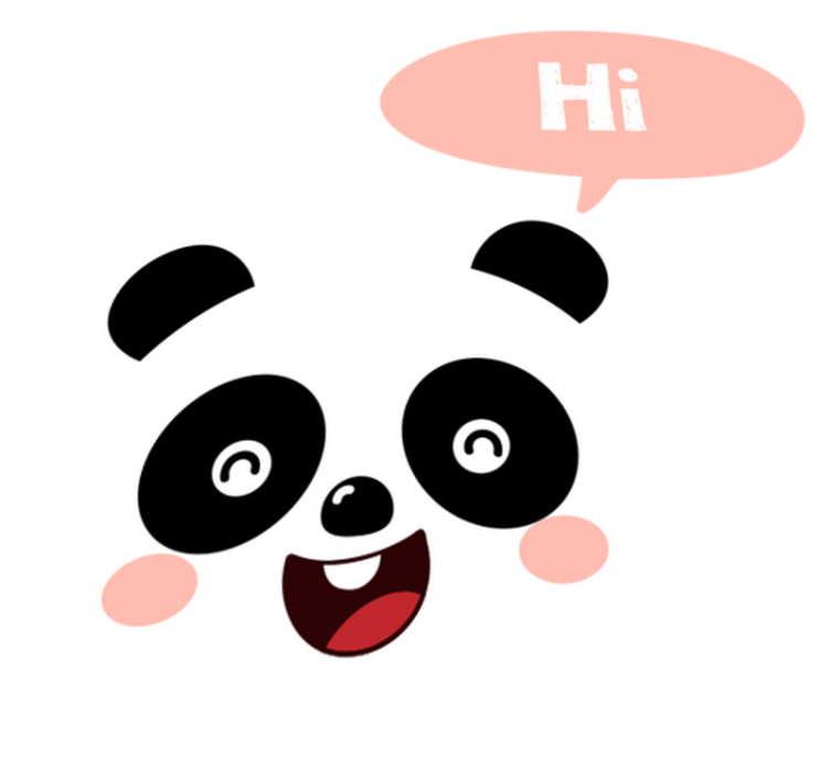 Vinylmatta djur tecknad panda säger hej - Tenstickers