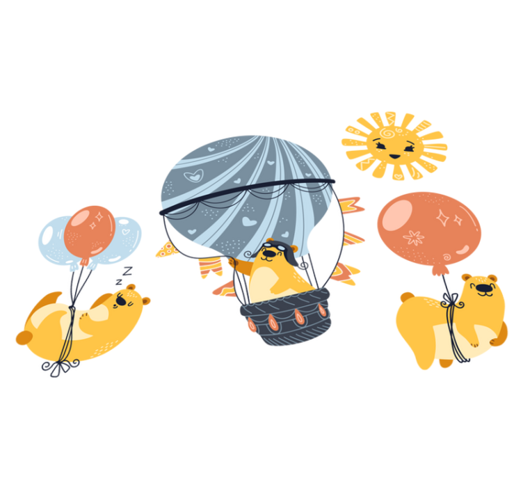 Vinylmatta djur med djur som hänger i ballonger - Tenstickers