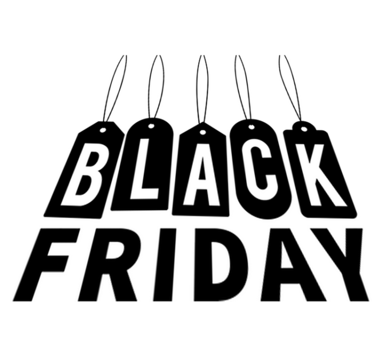 Svart och vit text black friday vinylmatta - Tenstickers