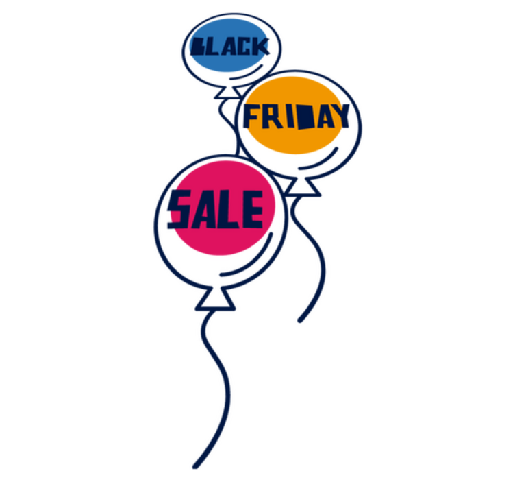 Black friday vinylmatta färgglada luftballonger - Tenstickers