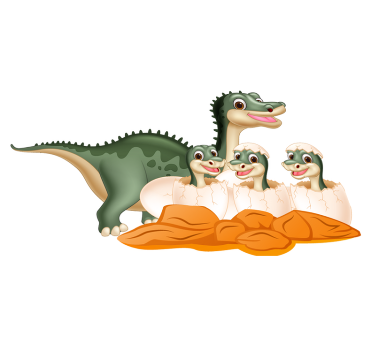 Vinylmatta djur söt dinosaurfamilj - Tenstickers