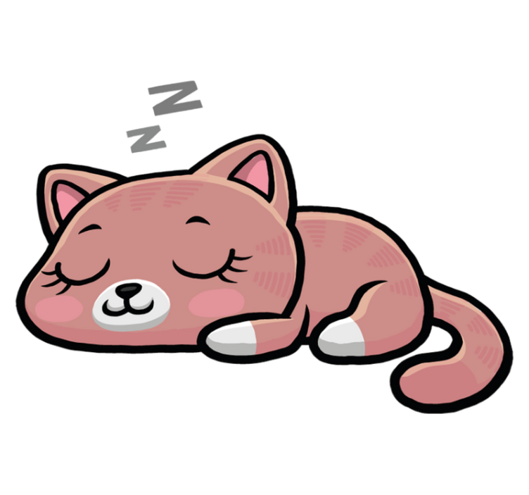 Vinylmatta djur sovande kattillustration - Tenstickers