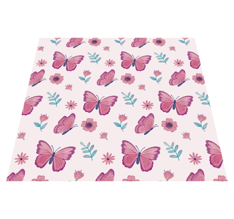 Vinylmatta djur fjäril blomsterkomposition - Tenstickers