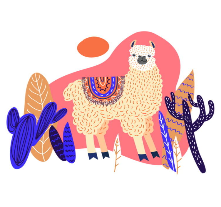 Vinylmatta djur peruan llama och kaktus - Tenstickers