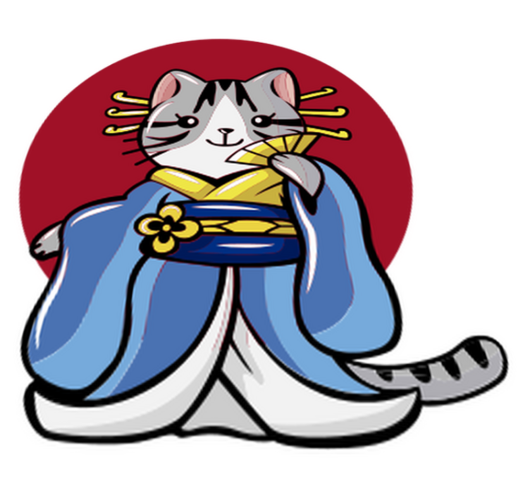 Vinylmatta djur japansk dekorativ katt - Tenstickers