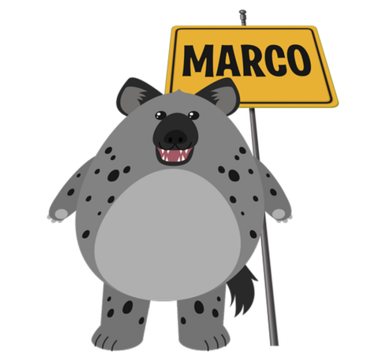 Vinylmatta djur hyena med namn - Tenstickers