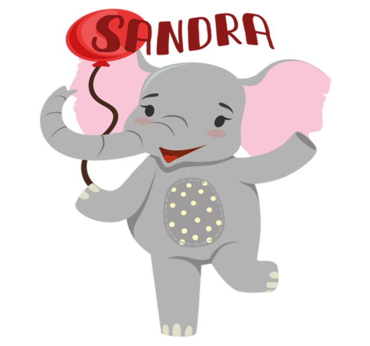 Vinylmatta djur elefant och ballong - Tenstickers