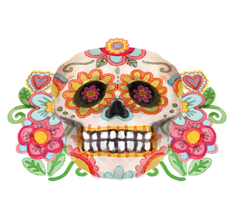 Vinylmatta halloween aquarella blommig skalle - Tenstickers