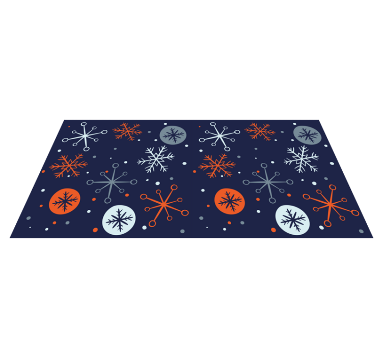 Vinylmatta jul med blåa och orange snöflingor - Tenstickers
