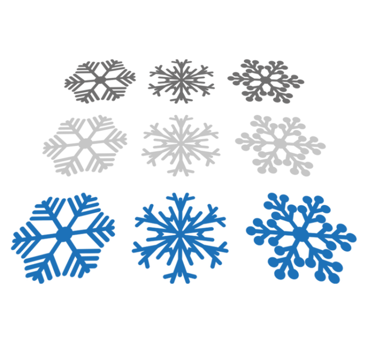 Vinylmatta jul grå och blå snöflingor - Tenstickers