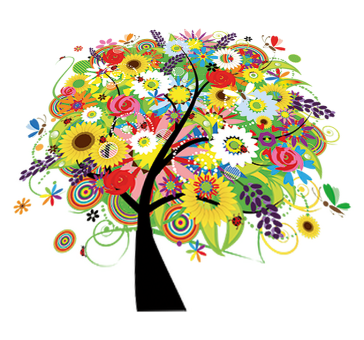 Vinylmatta blommor och växter sommartree - Tenstickers