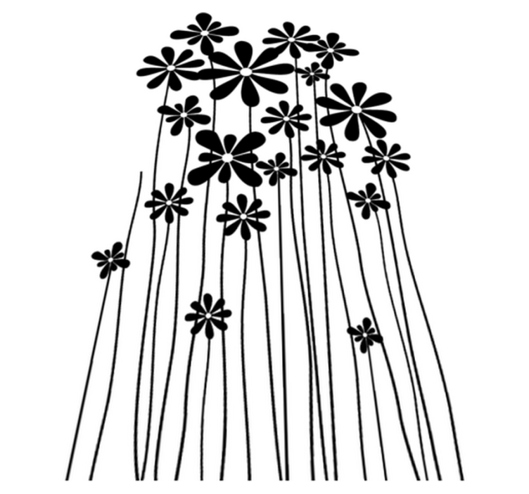Vinylmatta blommor och växter stora svarta blommor - Tenstickers