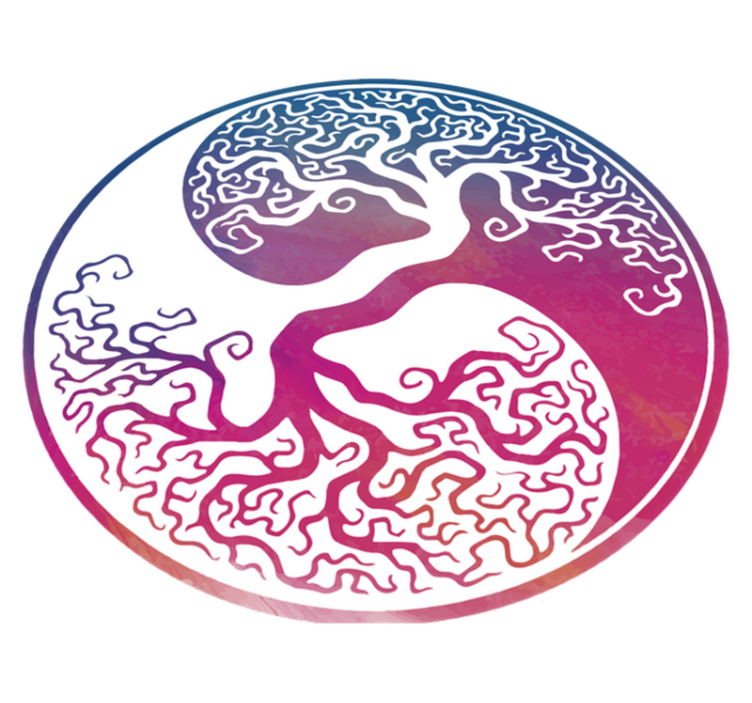 Vinylmatta blommor och växter yin yang livsträd - Tenstickers