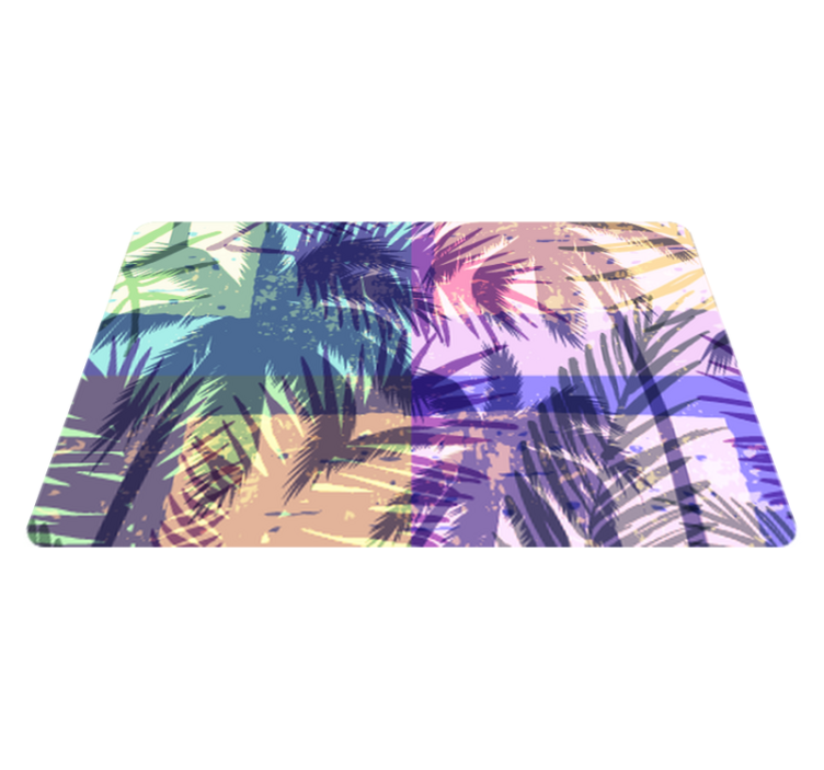 Vinylmatta blommor och växter retro palm mönster - Tenstickers