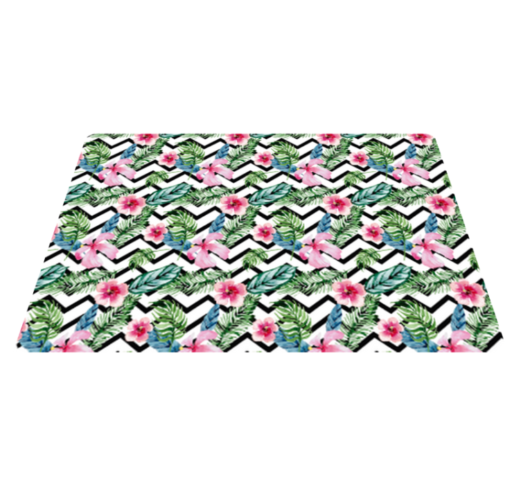 Vinylmatta blommor och växter grön tropisk zigzag - Tenstickers