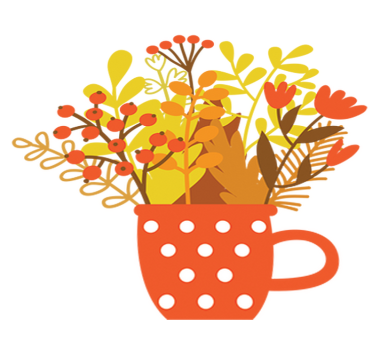 Vinylmatta blommor och växter höstkruka - Tenstickers