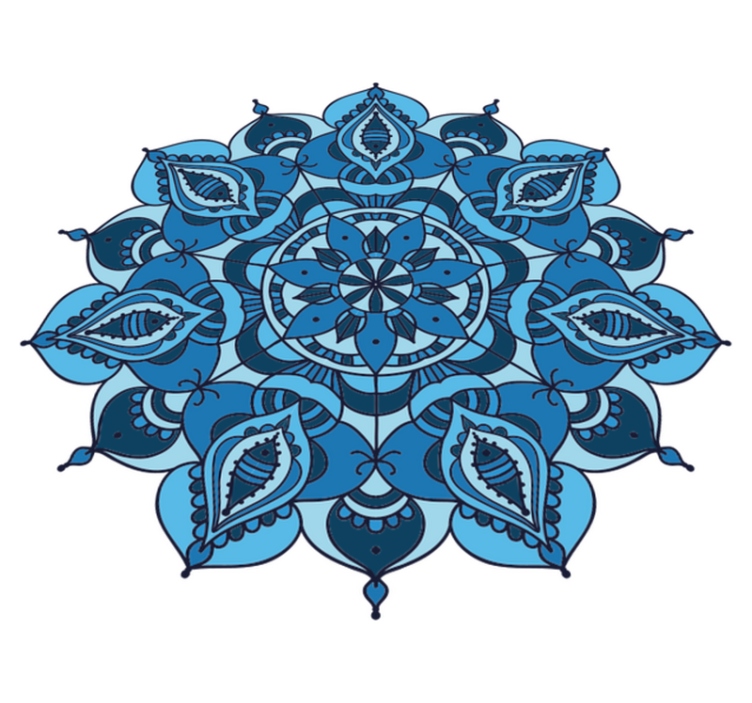 Vinylmatta blommor och växter lotusblå mandala - Tenstickers