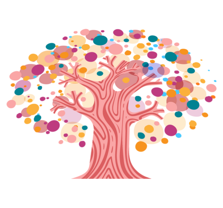 Vinylmatta blommor och växter färgglad trädsilhuett - Tenstickers