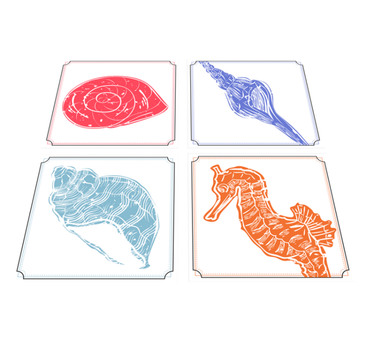 Vinylmatta blommor och växter med marina motiv - Tenstickers