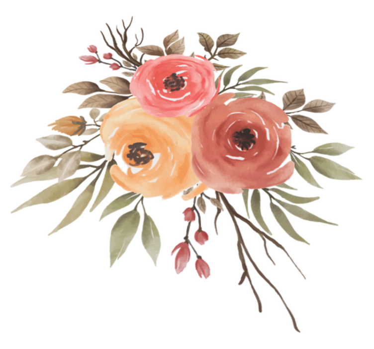 Vinylmatta blommor och växter härlig blomsterkomposition - Tenstickers