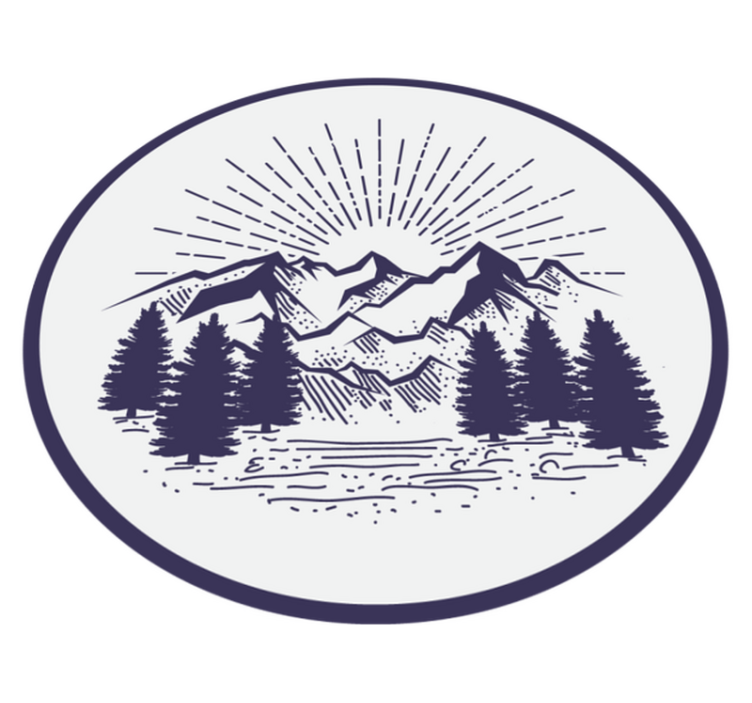 Vinylmatta blommor och växter fjällandskap cirkel - Tenstickers