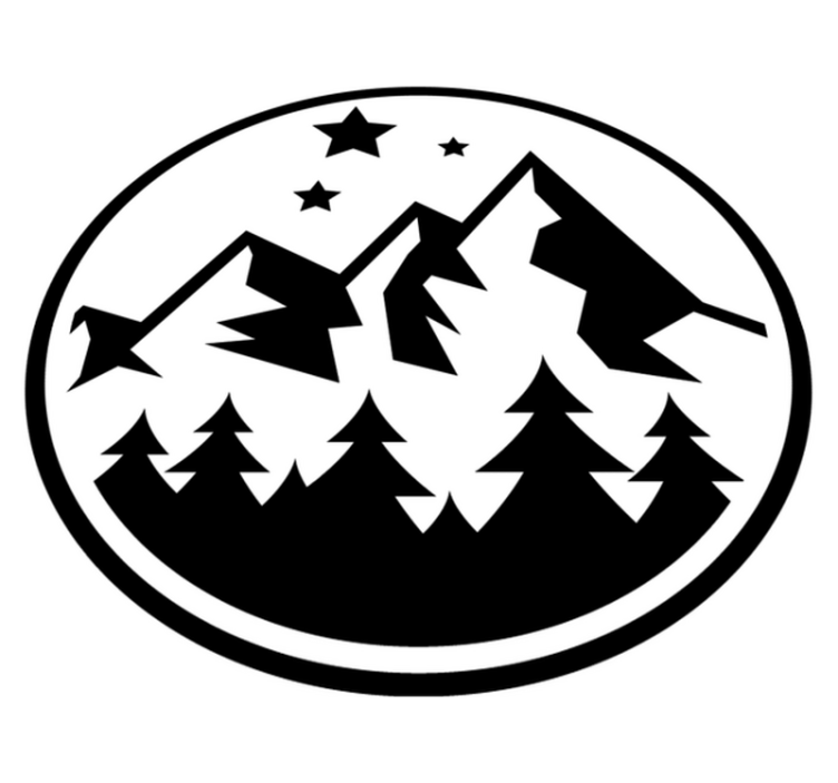 Vinylmatta blommor och växter bergig skogsscen - Tenstickers