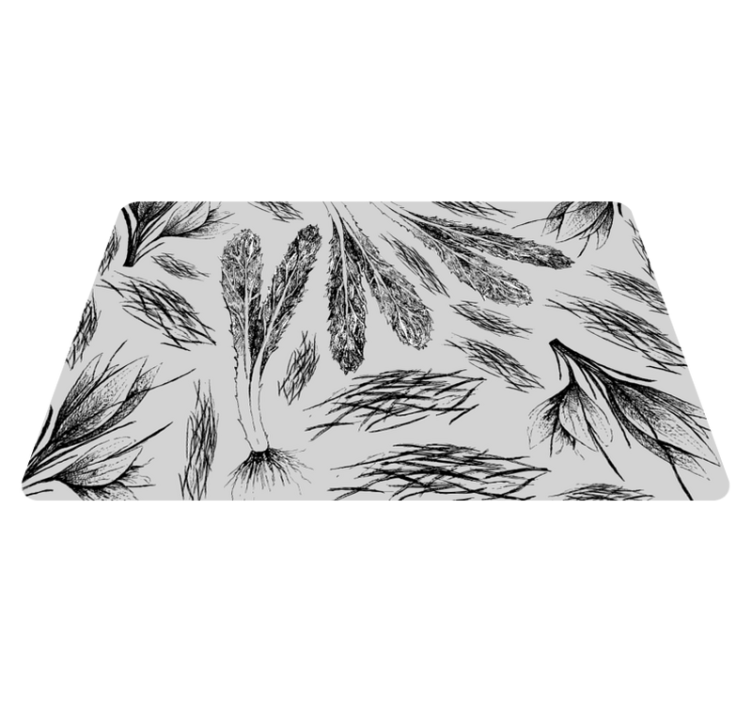 Vinylmatta blommor och växter torkad grå mönster - Tenstickers