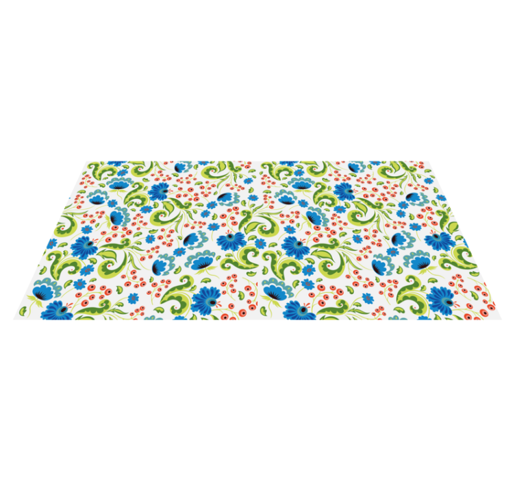 Gröna och blå blommor över vinylmatta blommor och växter - Tenstickers