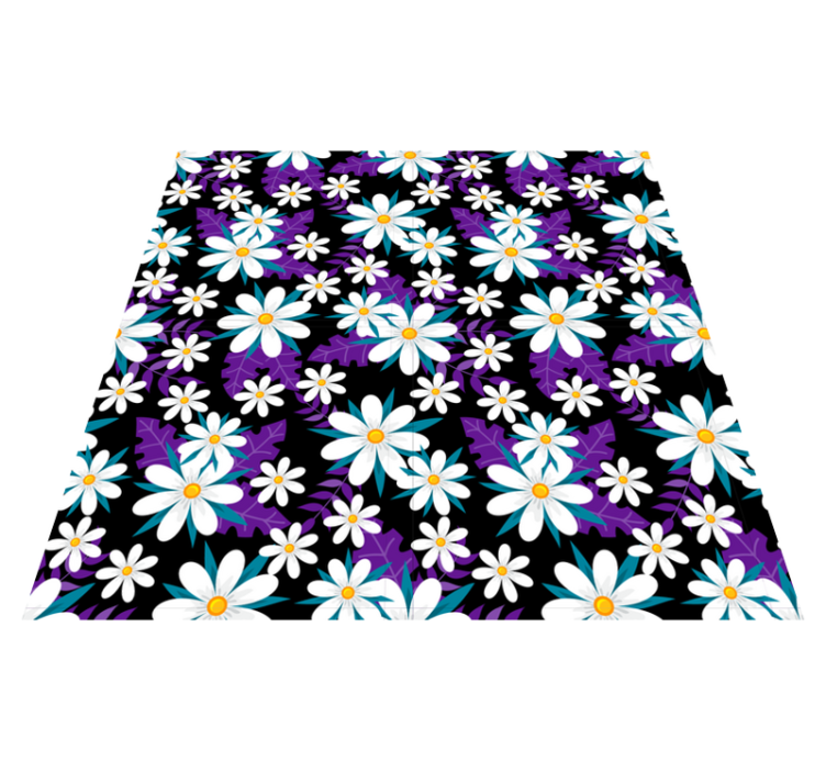 Vinylmatta blommor och växter blommor på svart bakgrund - Tenstickers