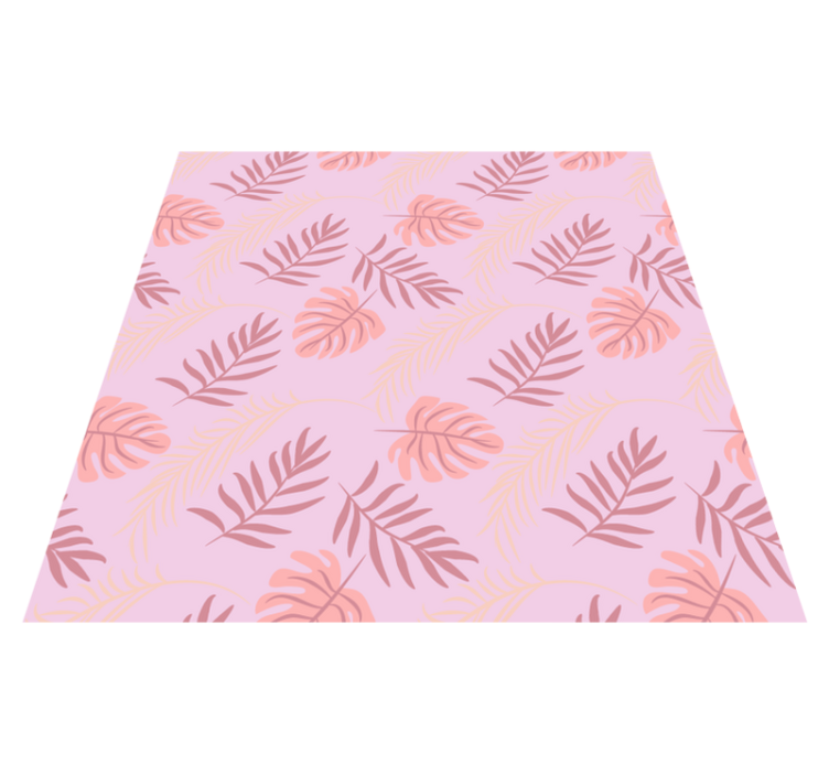 Vinylmatta blommor och växter rosa tropiska blad - Tenstickers