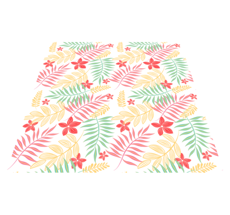 Vinylmatta blommor och växter med neondesign av blad - Tenstickers